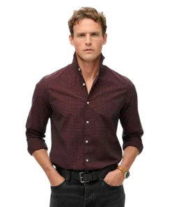 Superdry Mens Casual LS Shirt Red/Green Check