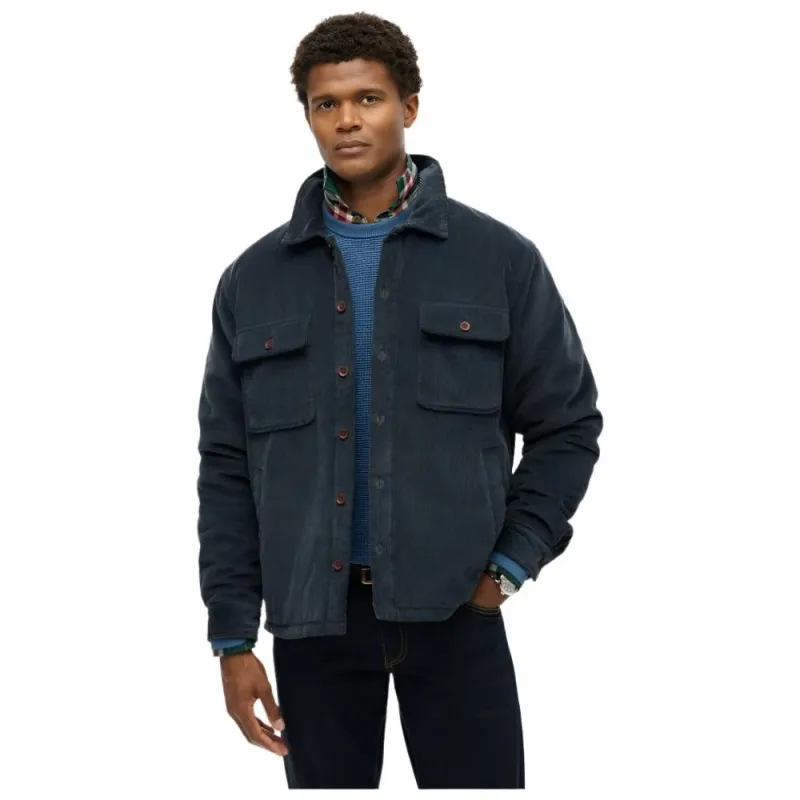 Superdry Mens Surplus Cord Quilt Overshirt Eclipse Navy