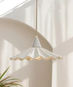 Pleated Flower Glazed Ceramic LED Pendant Light