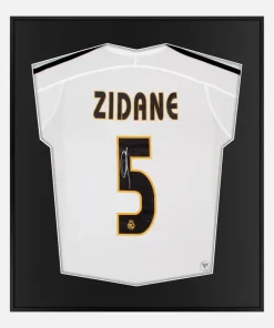Framed Zidane Signed Shirt, White Real Madrid [Lite]