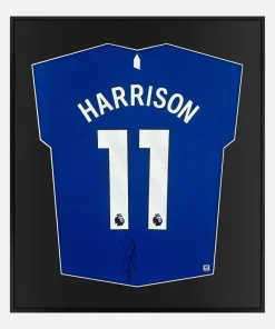 Framed Harrison Signed Everton Shirt, Blue Home [Lite]