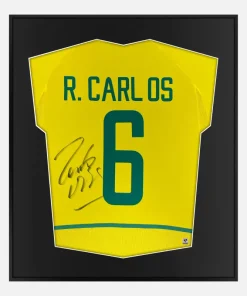 Framed Roberto Carlos Signed Shirt, Brazil World Cup Winners [Lite]