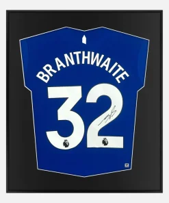 Framed Branthwaite Signed Shirt, Blue Everton Home [Lite]
