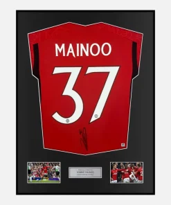 Framed Kobbie Mainoo Signed Manchester United Shirt Home Cup [Classic]