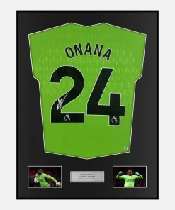 Framed Andre Onana Signed Manchester United Shirt Goalkeeper 2023-24 [Classic]
