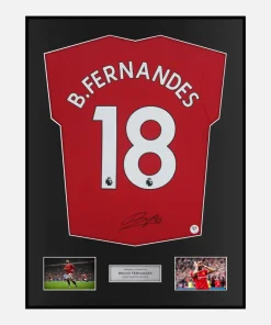Framed Bruno Fernandes Signed Manchester United Shirt Home 2019-20 [Classic]