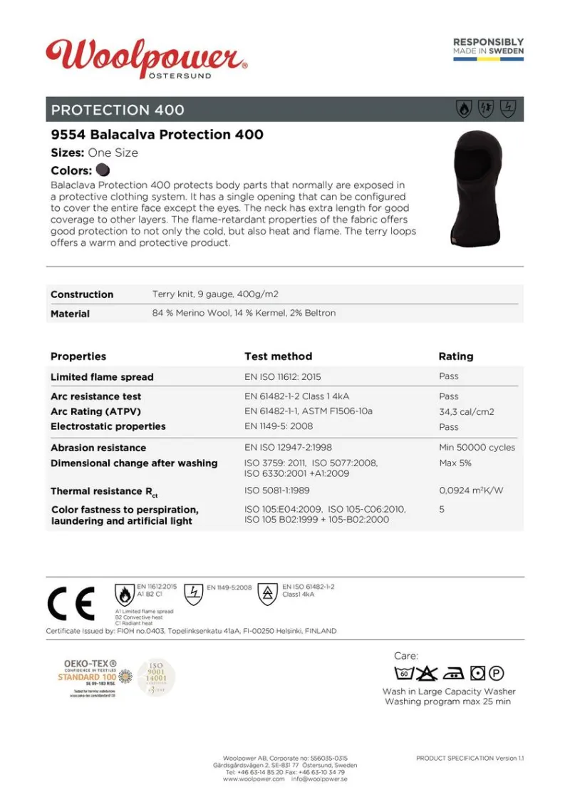 Woolpower Balaclava Protection 400 - Image 3