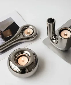 Luxury Electroplating Ceramic Candlestick