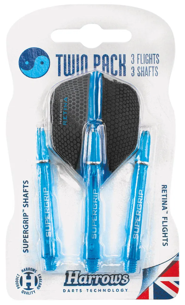 HARROWS TWIN PACK DART FLIGHTS/SHAFTS AQUA