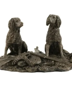 Patina Patina Bronze Sculpture Two Spaniels with Broken Gun