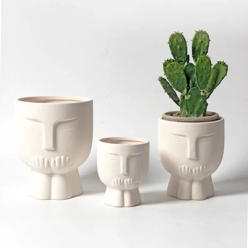 Hermes White Ceramic Potted Planter - Image 2