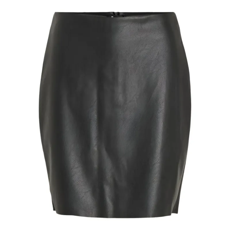 Vila Womens Dagmar HW Coated Skirt Black - Image 2