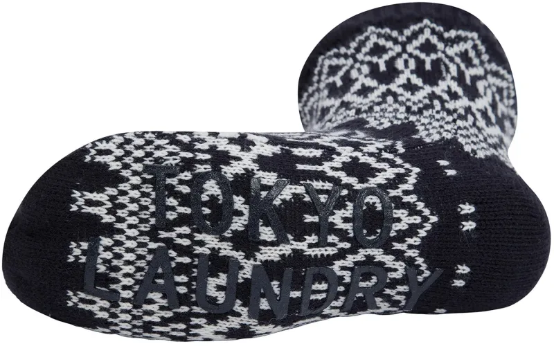 Tokyo Laundry Atlantia Fleece Lined Slipper Socks - Blue - Image 2