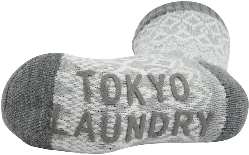 Tokyo Laundry Atlantia Fleece Lined Slipper Socks - Grey - Image 2