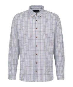 Bugatti Mens L/S Shirt 9350 470 Blue/Brown