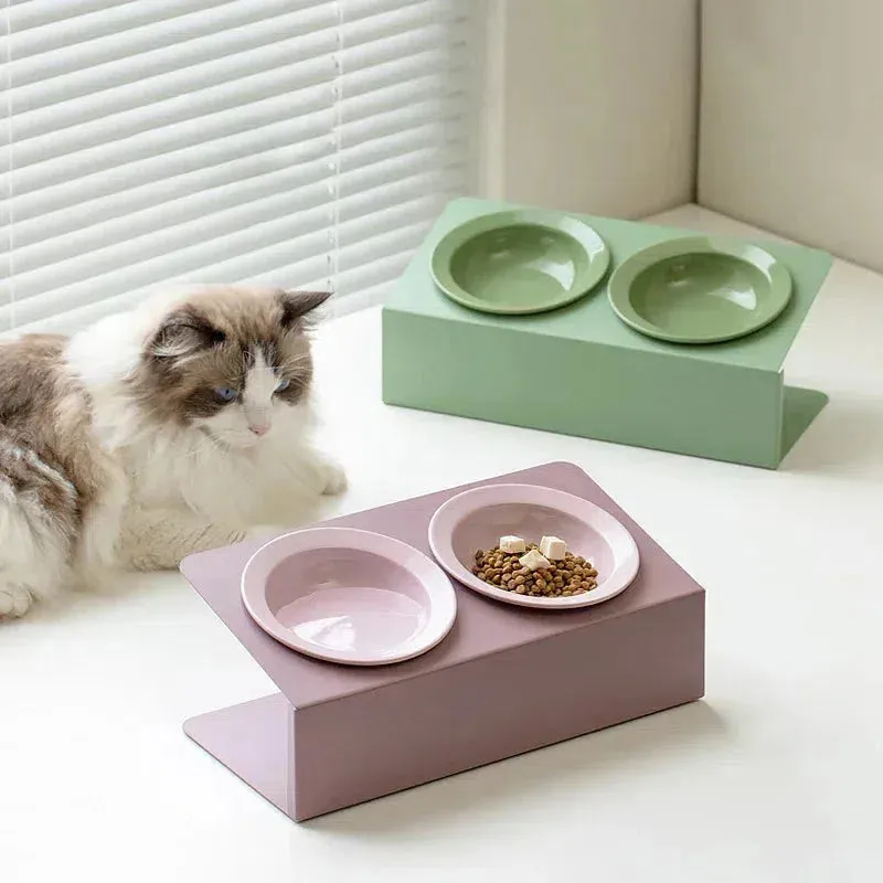 Elevated Dual Ceramic Pet Feeder