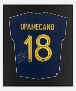 Framed Upamecano Signed France Shirt, Home Blue [Lite]