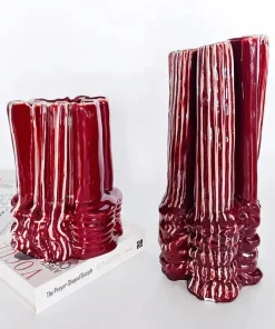 Ripple Glazed Ceramic Abstract Vase