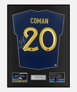 Framed Kingsley Coman Signed France Shirt 2022 World Cup [Classic]