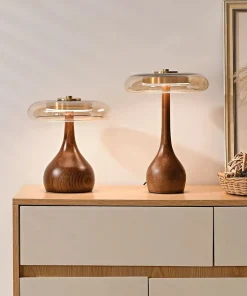 Amandine Retro Wood & Glass Table Lamp