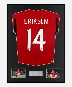 Framed Christian Eriksen Signed Manchester United Shirt Home 2023-24 [Classic]