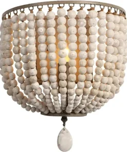 Wooden Bead Cascade Wall Lamp