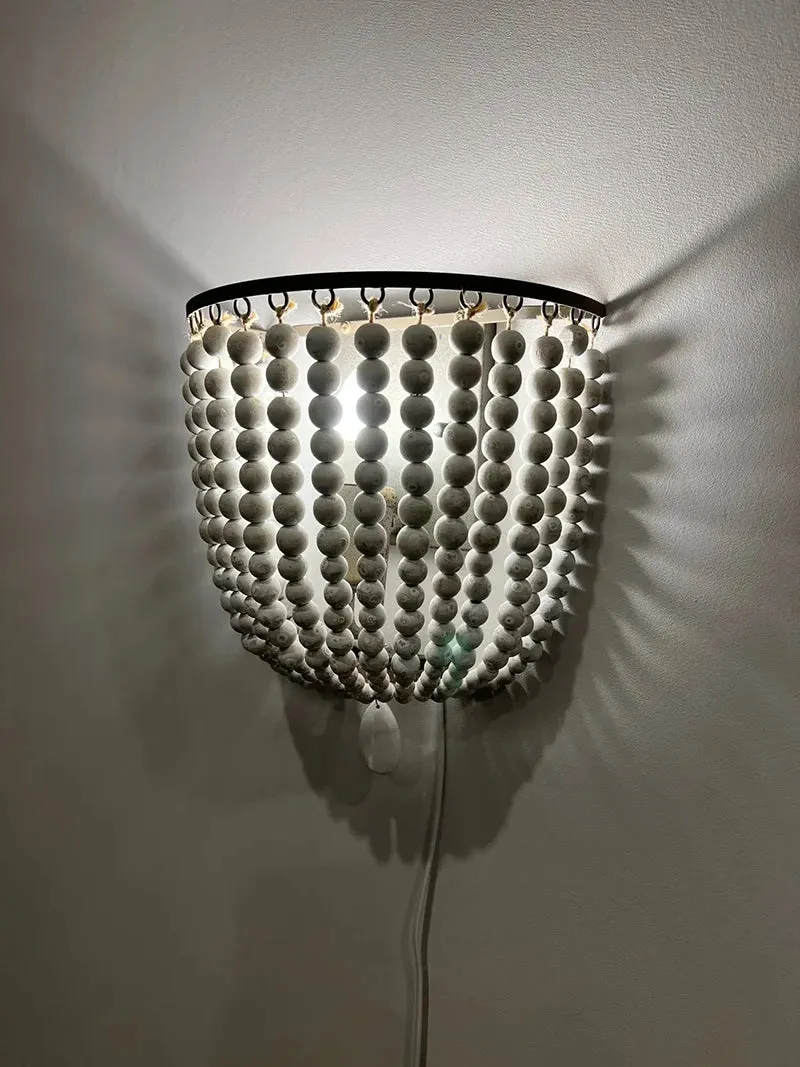 Wooden Bead Cascade Wall Lamp - Image 2