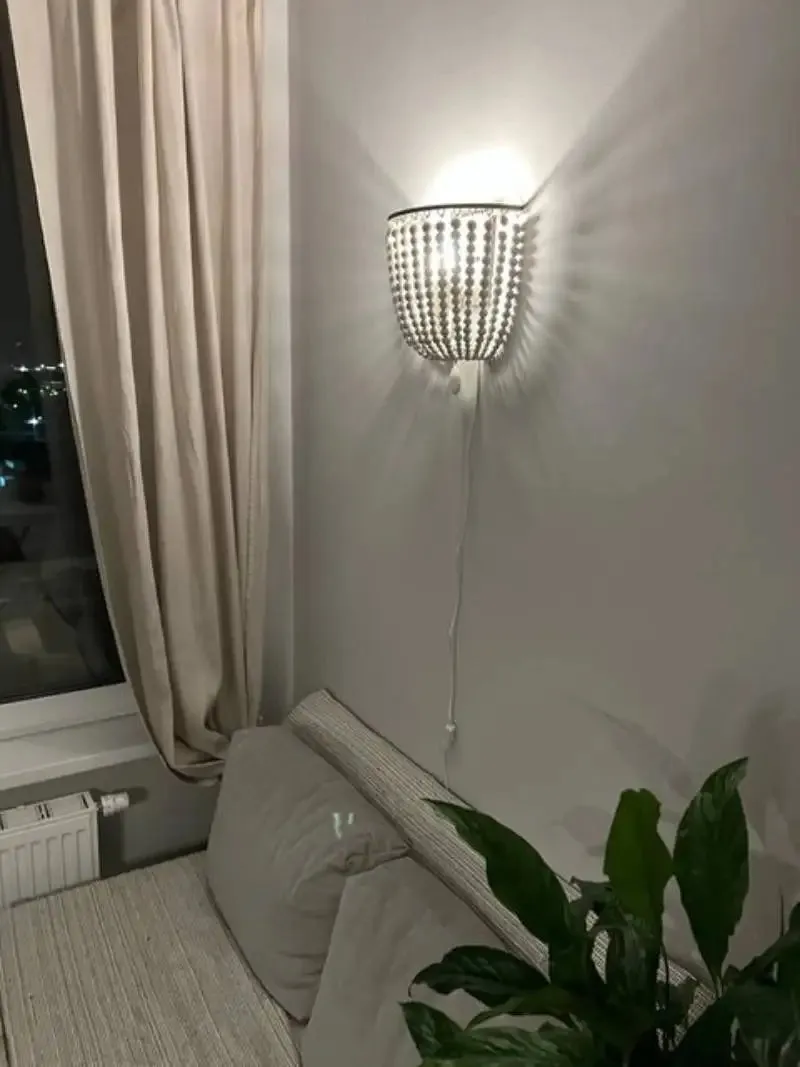 Wooden Bead Cascade Wall Lamp - Image 3