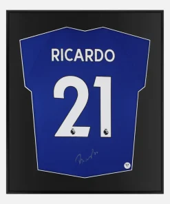 Framed Ricardo Pereira Signed Shirt, Leicester City Home [Lite]