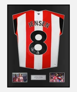 Framed Mathias Jensen Signed Brentford Shirt 2023-25 Home [Classic]
