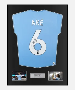 Framed Nathan Ake Signed Manchester City Shirt 2024-25 Home [Classic]