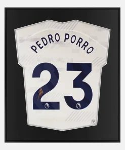 Framed Pedro Porro Signed Shirt, Tottenham Hotspur Home [Lite]