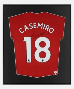 Framed Casemiro Signed Shirt, Manchester United Home Red [Lite]