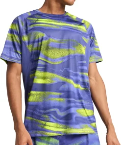 Puma Velocity All Over Print Short Sleeve Mens Running Top - Blue