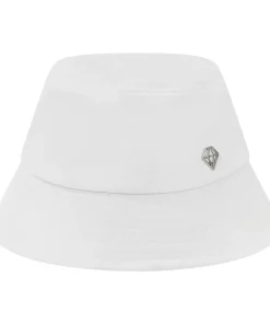 PURE DUA LINED PLAIN GOLF BUCKET HAT WHITE