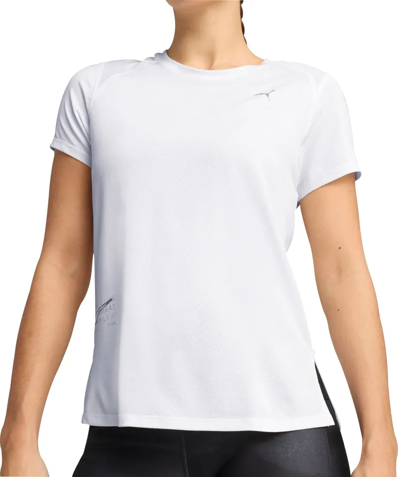 Puma Run Graphic Mesh Short Sleeve Womens Running Top - White