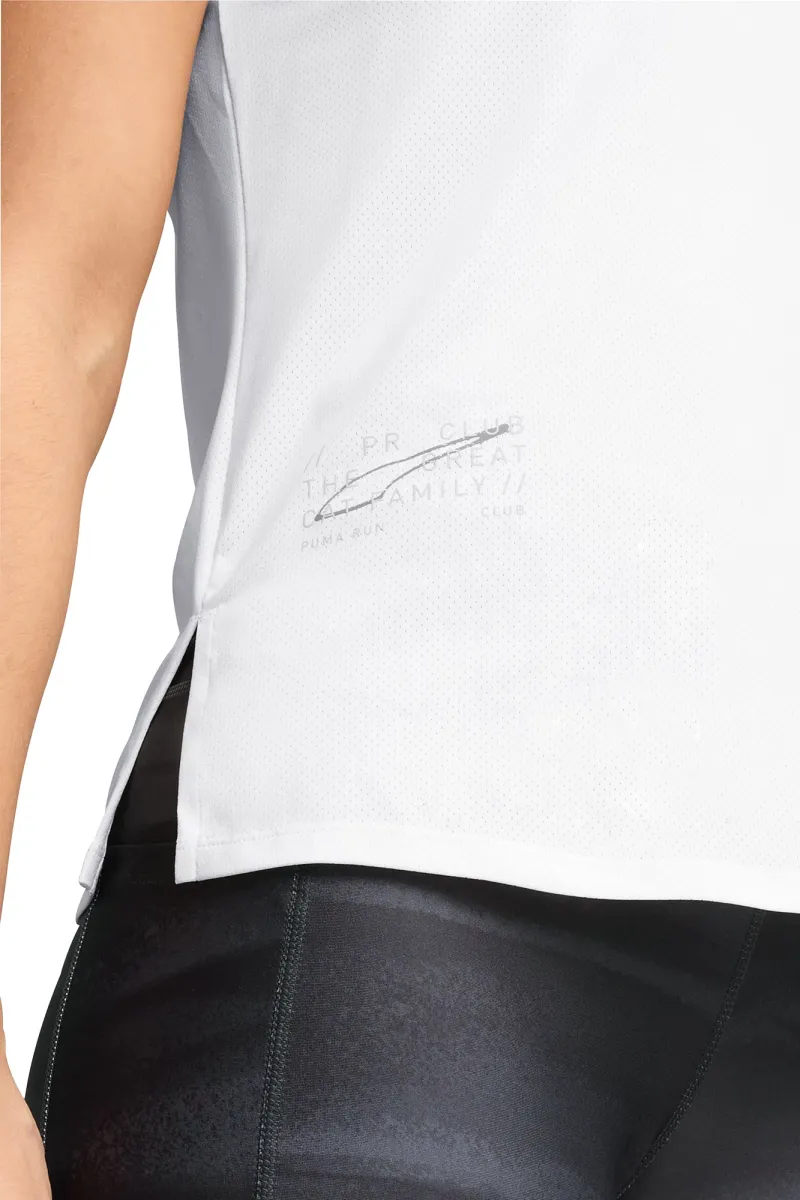 Puma Run Graphic Mesh Short Sleeve Womens Running Top - White - Image 3