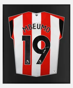 Framed Mbeumo Signed Brentford Shirt, Red/White Home [Lite]