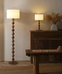 Lana Wood Rounds Table & Floor Lamp