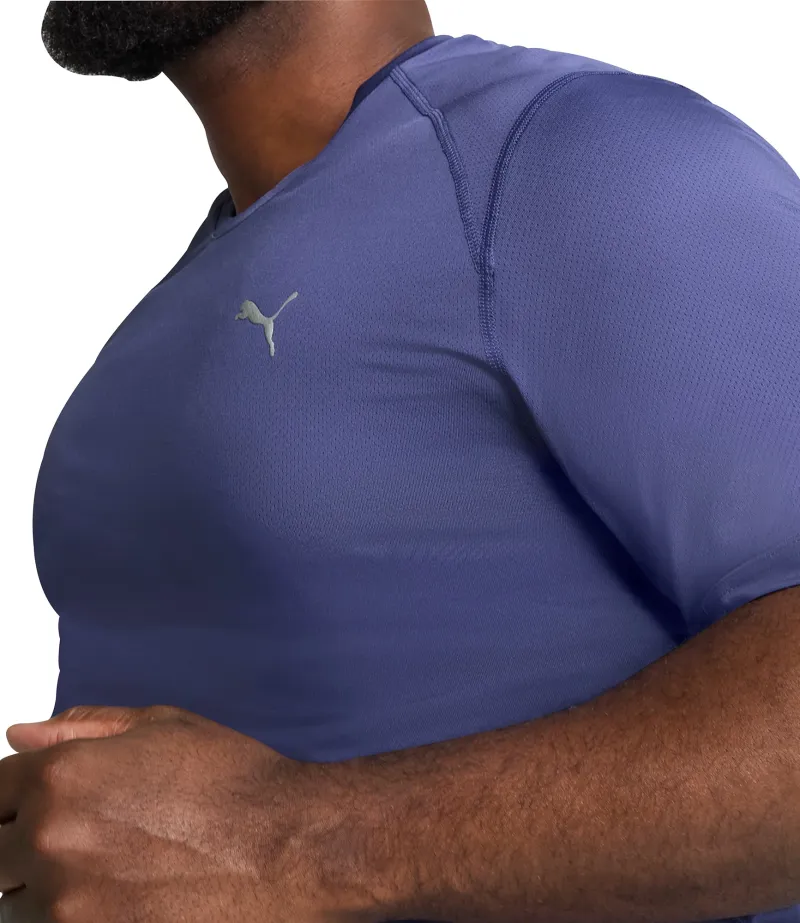 Puma Mesh Graphic Short Sleeve Mens Running Top - Blue - Image 3