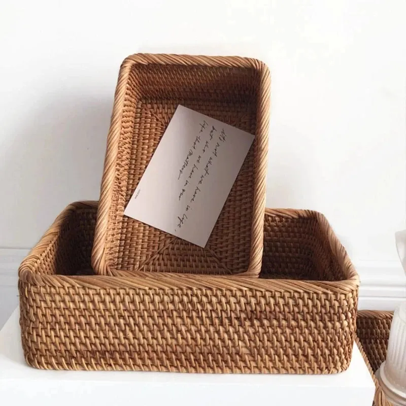 Hand-Woven Rattan Wicker Storage Basket - Image 3