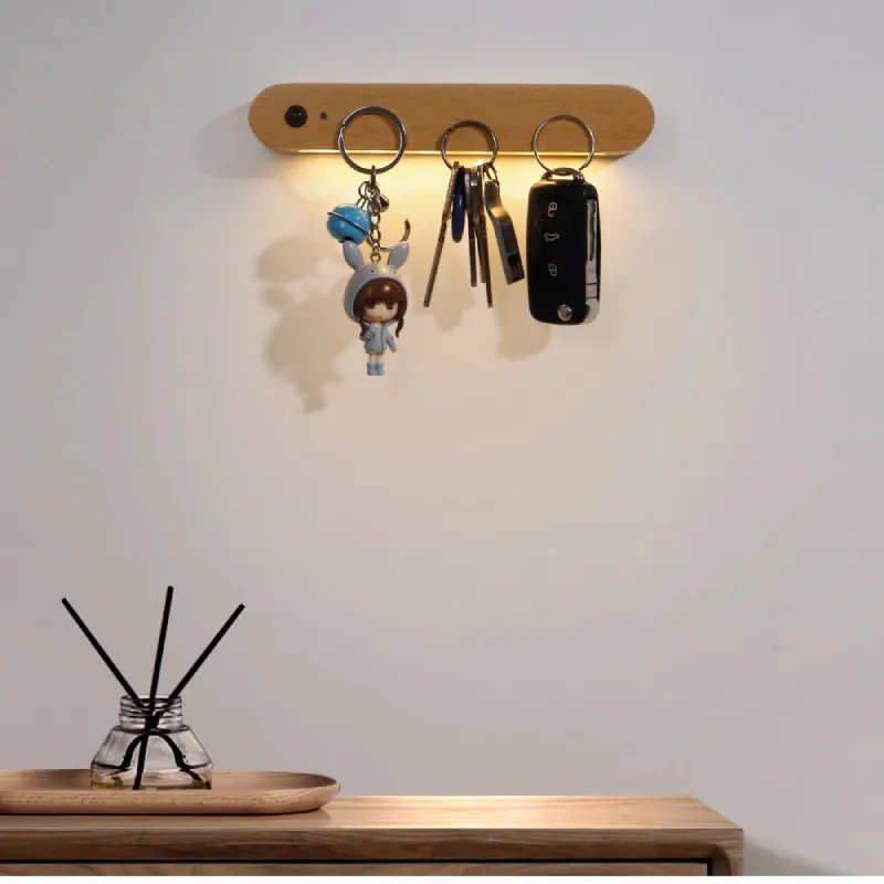 IllumiKey Magnetic Wooden Key Holder and Sensor Nightlight - Image 2