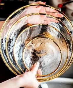 Aurora Gold Edge Glass Plate & Bowl