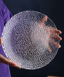 Rain-drop Embossed Glass Dinner Plates