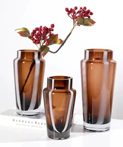 Amber Prism Glass Vase