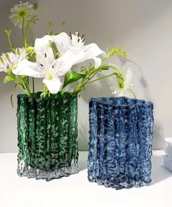 Arctic Ice Textured Glass Vase