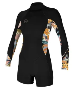 ONEILL WOMENS BAHIA 2/1 LONG SLEEVE SHORTY WETSUIT - DEMIFLORAL PRINT