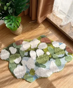 Abstract Forest Moss Tufted Accent Rug