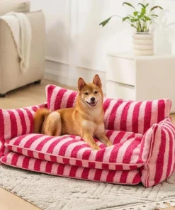 Striped Snuggles Luxe Pet Sofa Bed