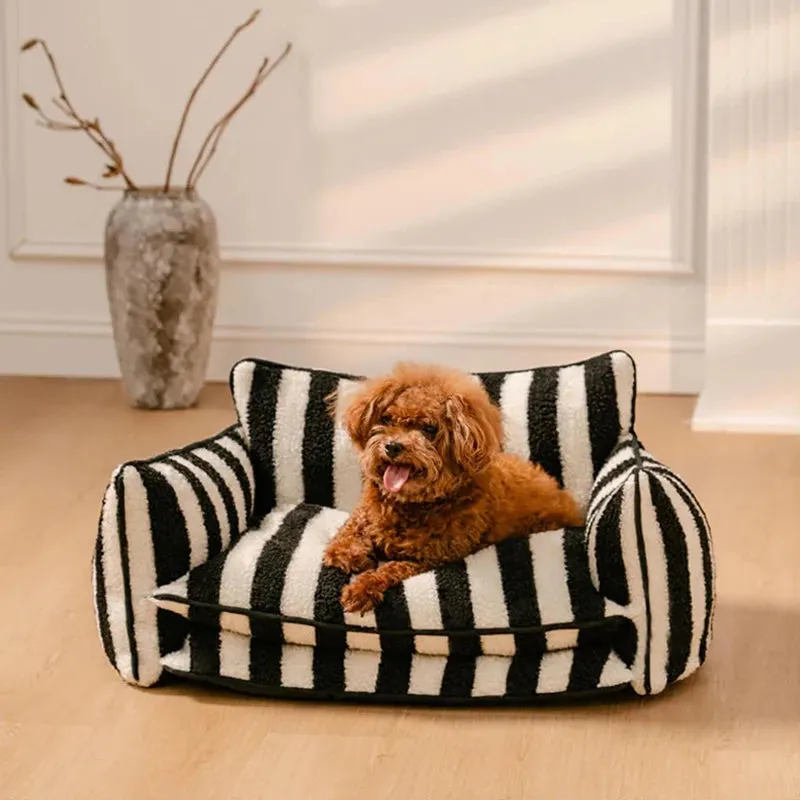 Striped Snuggles Luxe Pet Sofa Bed - Image 2